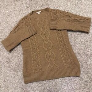 Vintage Gap Wool 3D Chunky Cable Knit Pullover Sweater | Camel | Small